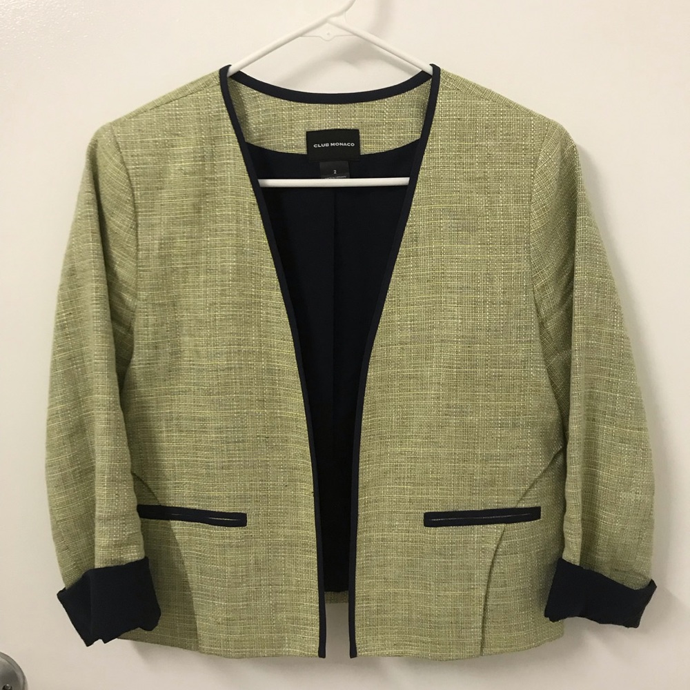 Club Monaco green linen jacket size 2